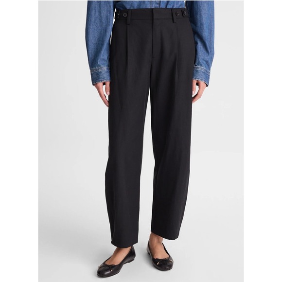 Madewell Pants - Madewell Women's True Black Barrel Leg Drapey Twill Career Dress Pants 10 New